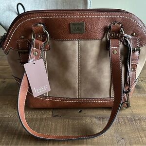 NWT b.o.c Tan Handbag with Brown Accents